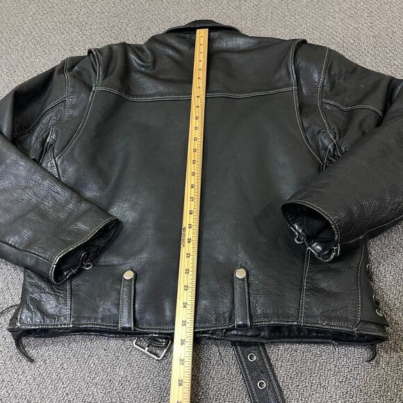 Ripples Jacket Mens Size M Vintage 90s Distressed Leather Punk Motorcycle Heavy - Picture 6 of 9